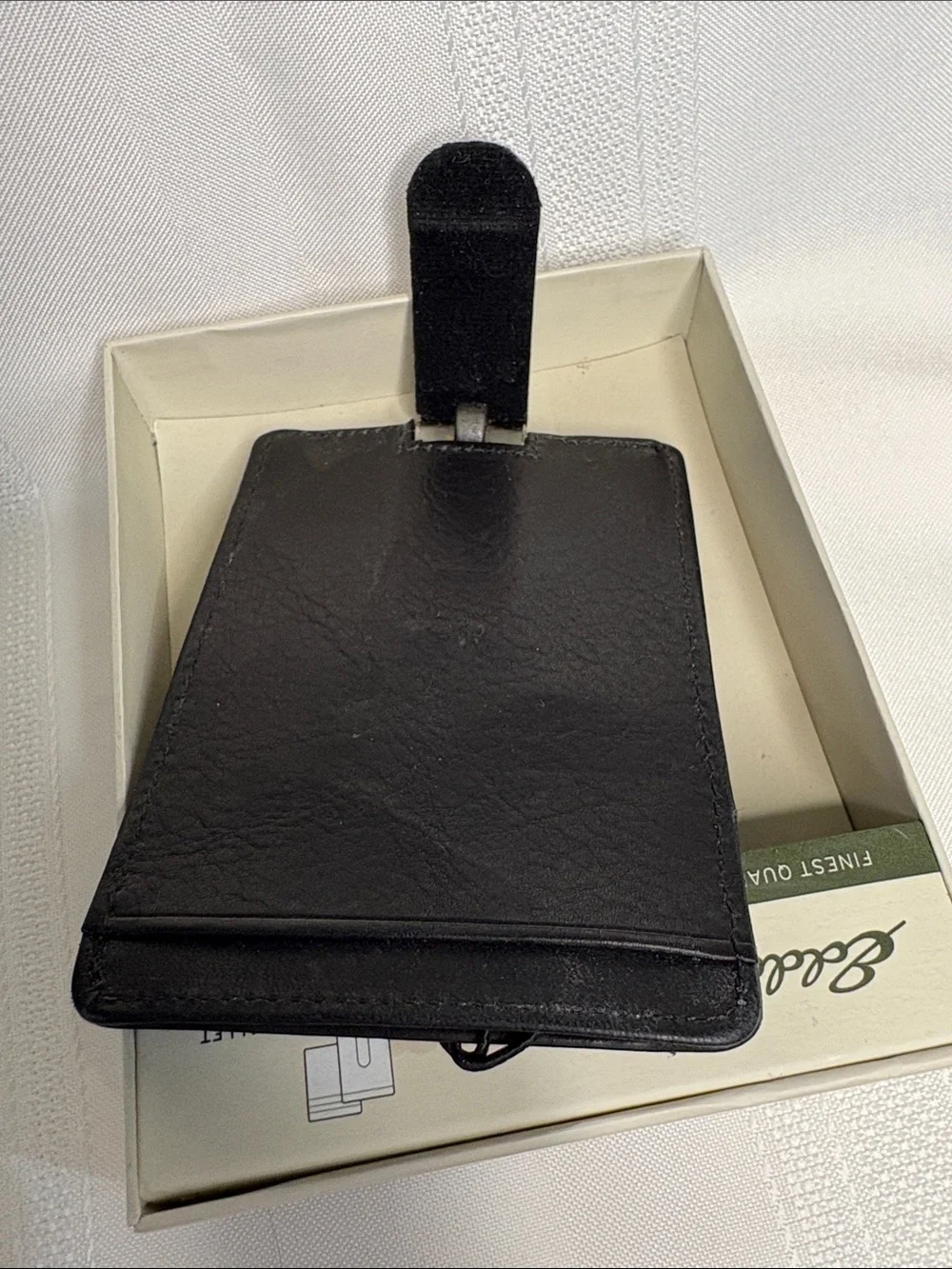 Eddie Bauer Black Leather Front-Pocket Wallet with Silver Money Clip
